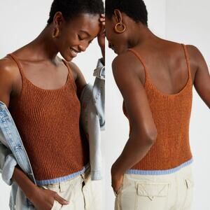 NWT Pilcro Anthropologie Easy Knit Tank in Cocoa Brown Sz XL